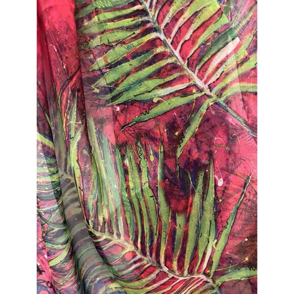 Designer Signed LEONA LOVEGROVE Colorful Ferns Tie Die Beach Long Scarf Wrap - Picture 1 of 7